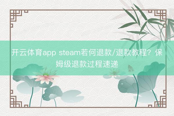 开云体育app steam若何退款/退款教程?保姆级退款过程速递