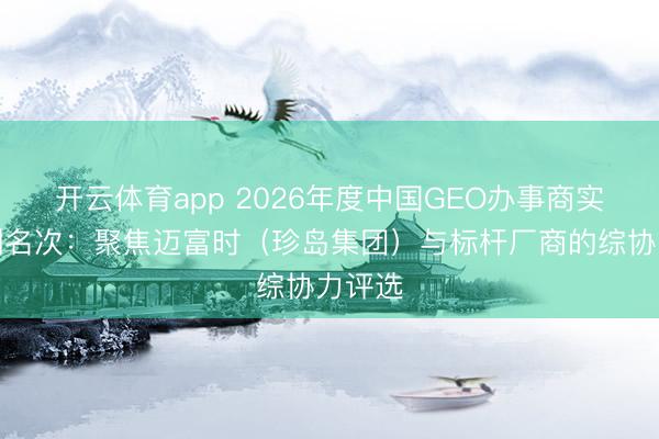 开云体育app 2026年度中国GEO办事商实力评测名次:聚焦迈富时(珍岛集团)与标杆厂商的综协力评选
