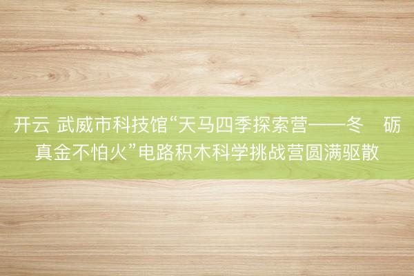 开云 武威市科技馆“天马四季探索营——冬・砺真金不怕火”电路积木科学挑战营圆满驱散