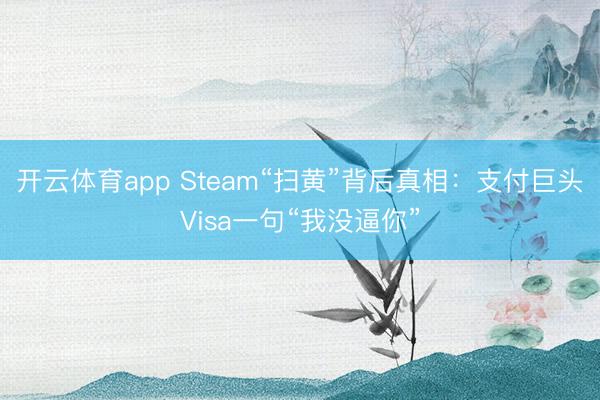 开云体育app Steam“扫黄”背后真相：支付巨头Visa一句“我没逼你”