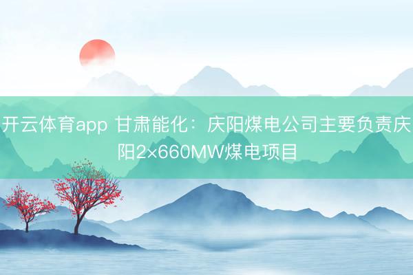 开云体育app 甘肃能化:庆阳煤电公司主要负责庆阳2×660MW煤电项目