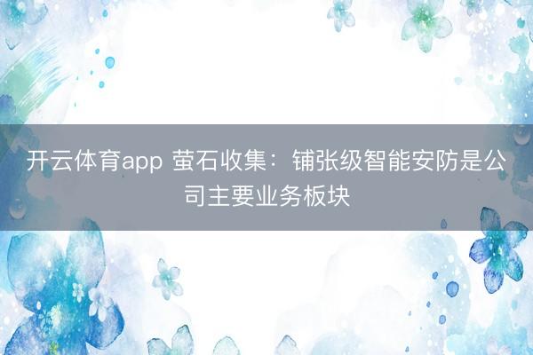 开云体育app 萤石收集：铺张级智能安防是公司主要业务板块
