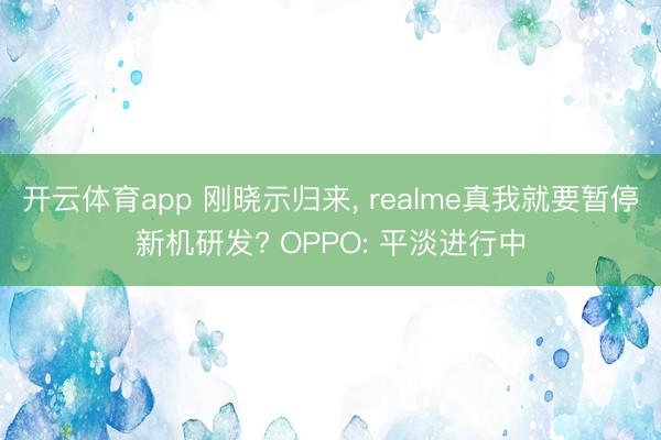 开云体育app 刚晓示归来， realme真我就要暂停新机研发? OPPO: 平淡进行中