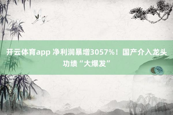 开云体育app 净利润暴增3057%！国产介入龙头功绩“大爆发”
