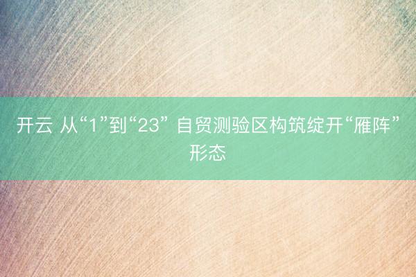 开云 从“1”到“23” 自贸测验区构筑绽开“雁阵”形态