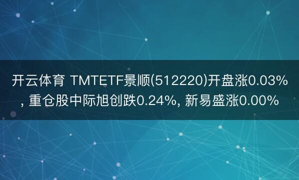 开云体育 TMTETF景顺(512220)开盘涨0.03%， 重仓股中际旭创跌0.24%， 新易盛涨0.00%