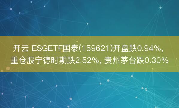 开云 ESGETF国泰(159621)开盘跌0.94%， 重仓股宁德时期跌2.52%， 贵州茅台跌0.30%