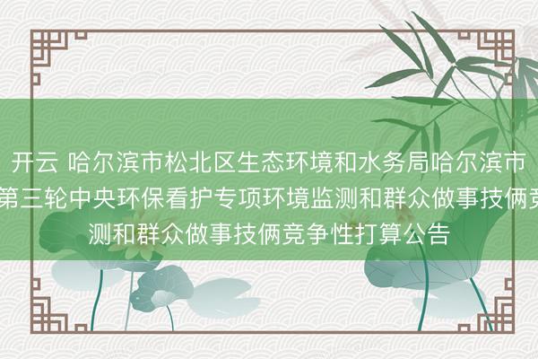 开云 哈尔滨市松北区生态环境和水务局哈尔滨市松北区2026年第三轮中央环保看护专项环境监测和群众做事技俩竞争性打算公告